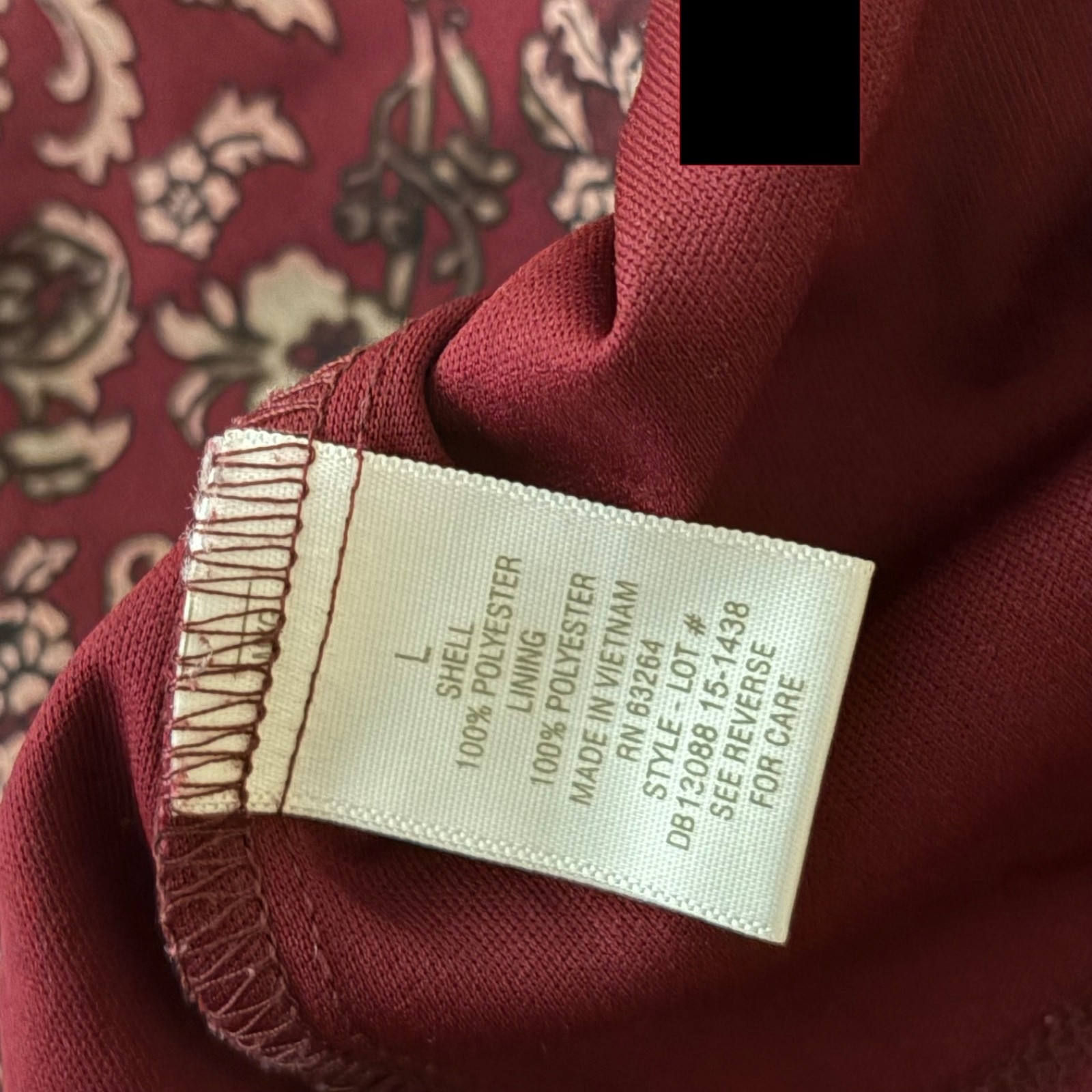 Roz & Ali Blouse Women’s Large Round Neck Red Boho Cap Sleeve Top Shirt