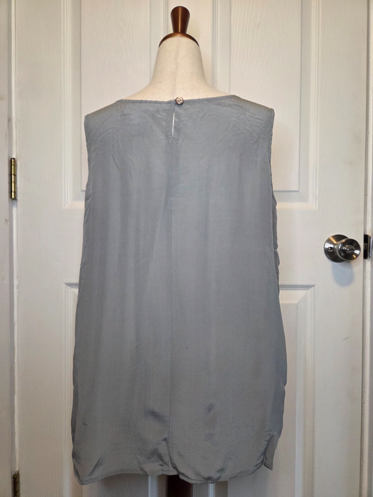 Vtg Sleeveless Blouse 90s Silk M Sequins Blue Preppy Classic Retro NWT Holiday