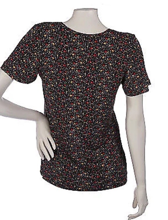 Motto T-shirt V-neck Flutter Sleeve Printed Floral QVC KHAKI SZ XL A214552 NWT