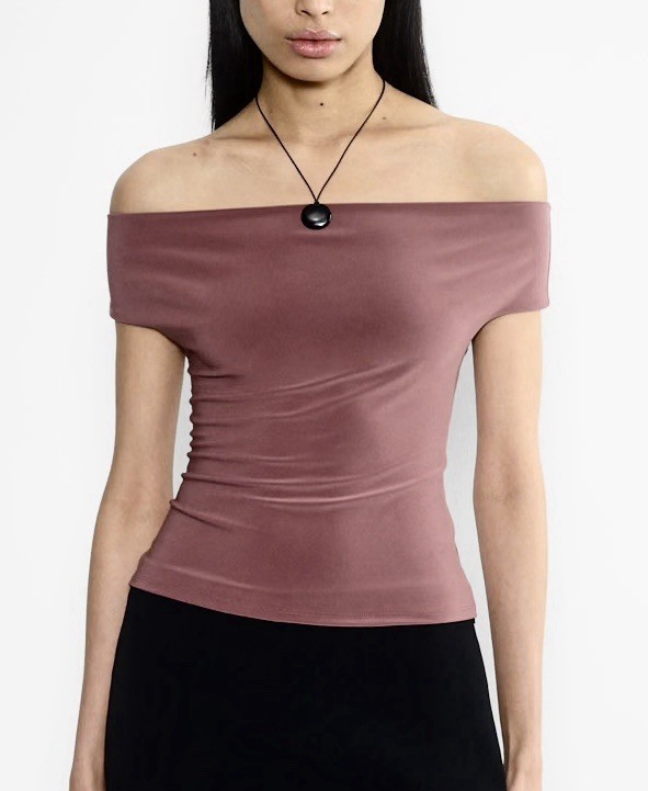 Aritzia Wilfred Seymour Top XS Opera Rose Smooth Matter Off Shoulder Mauve