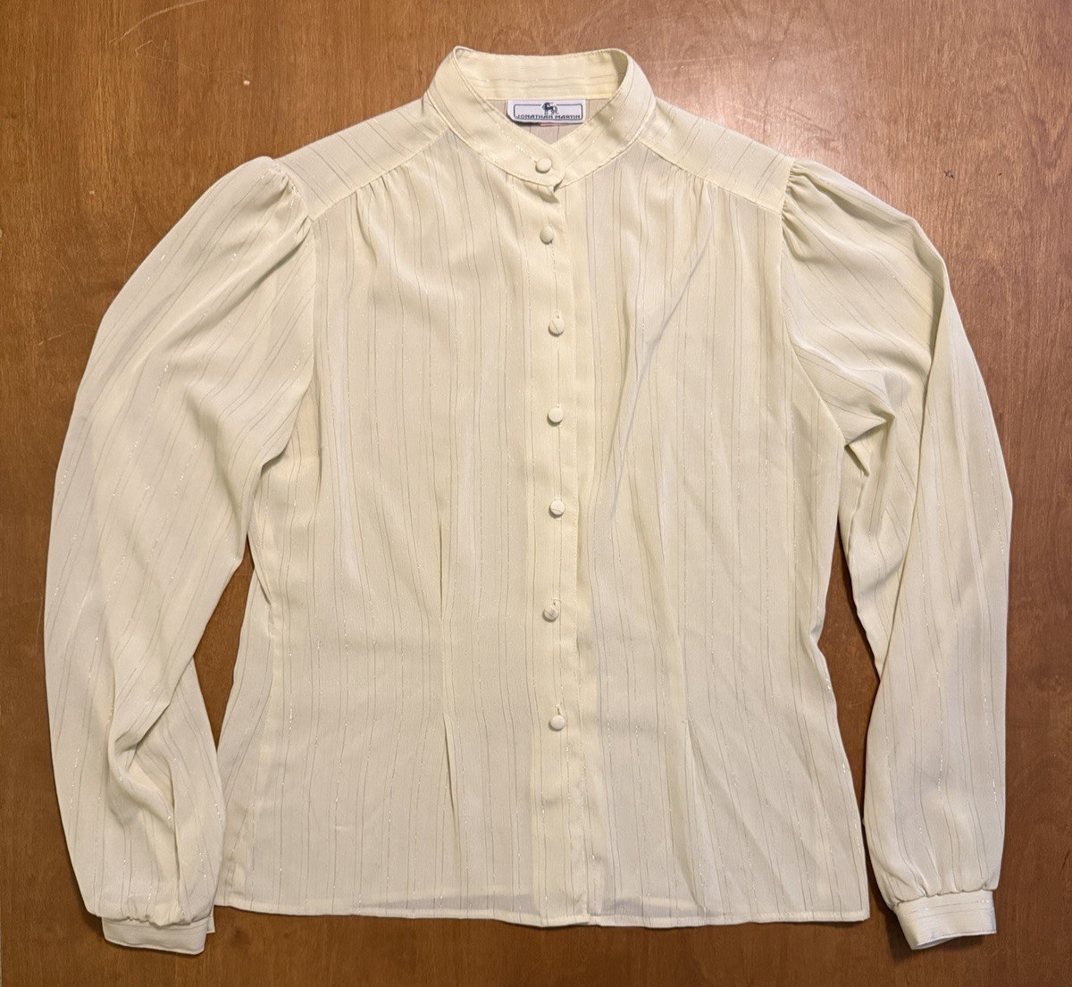 Vintage Jonathan Martin Cream Sheer Blouse Puff Sleeve Romantic Fairycore 11/12