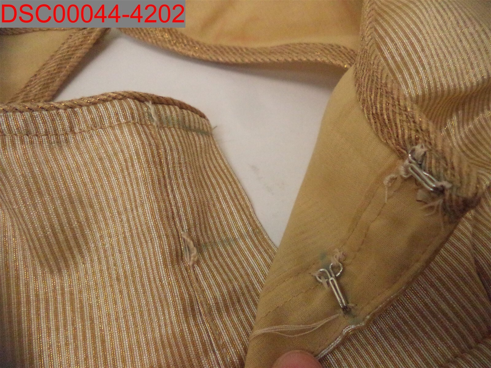 Stain in Right Back From Making, Women’s Gold Homemade Blouse, Size S