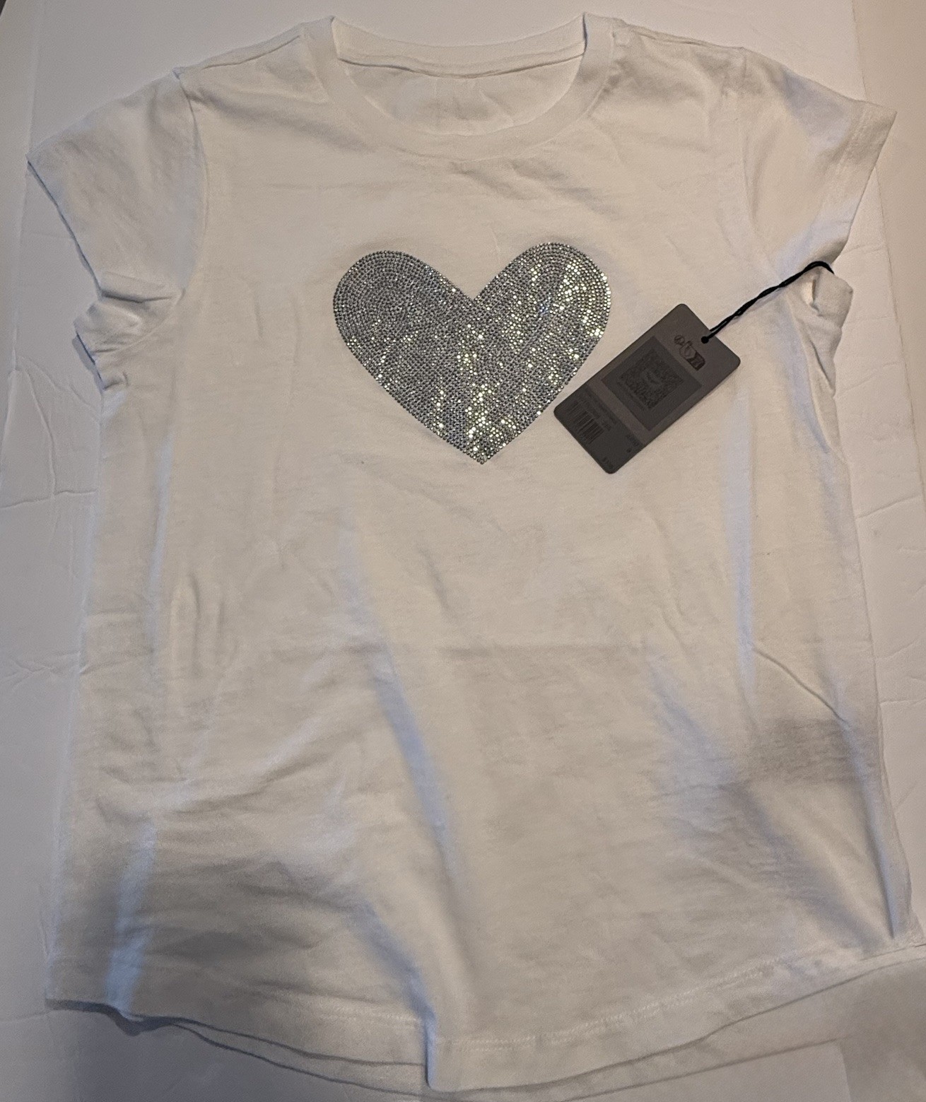 Zadig & Voltaire Skinny AC Heart Strass Silver Bling T-shirt Tee Boho Sz S New