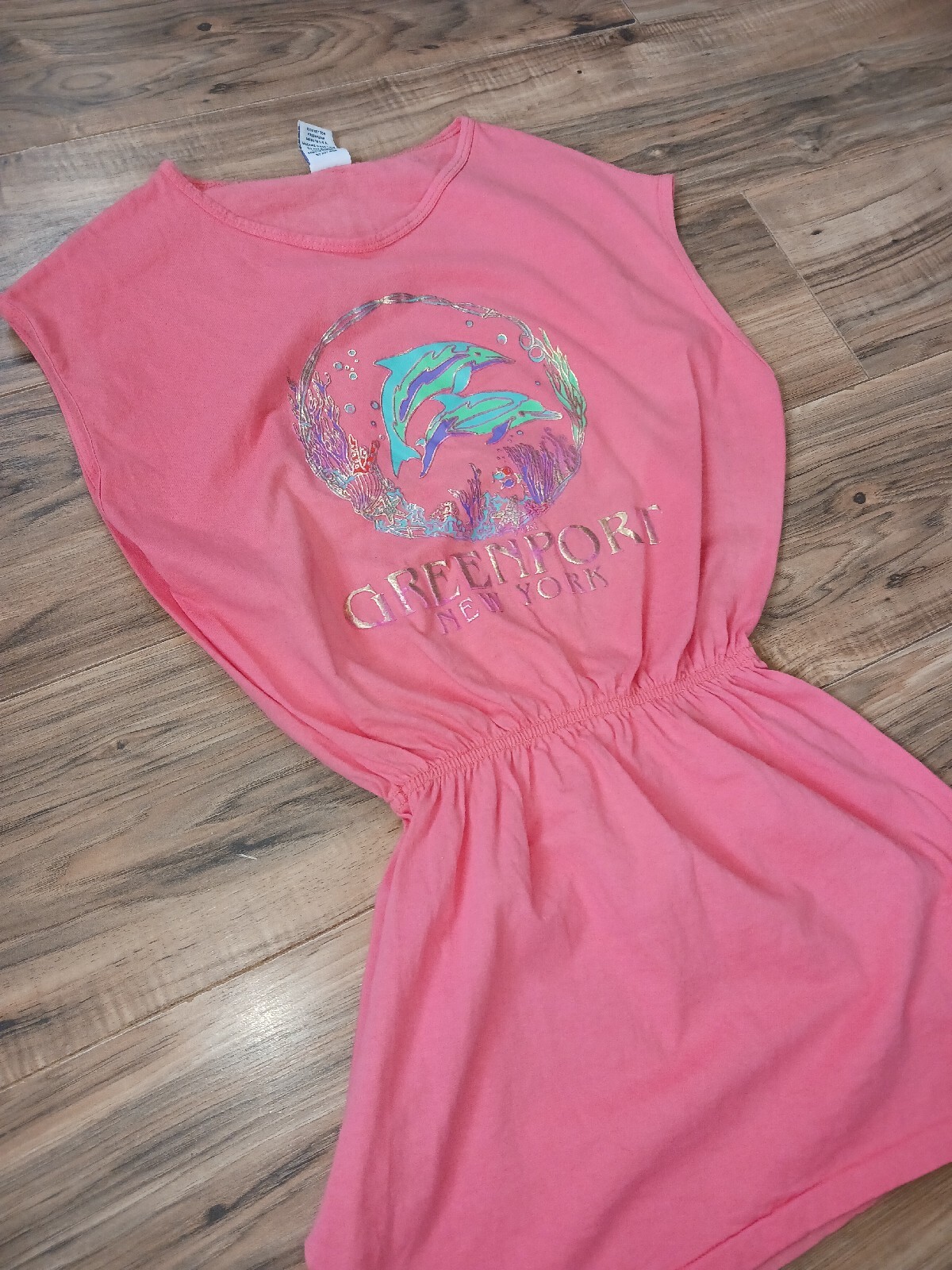 Vintage Dolphins tank dress beach cover up cute osfa vtg unique P.S.I sportswear