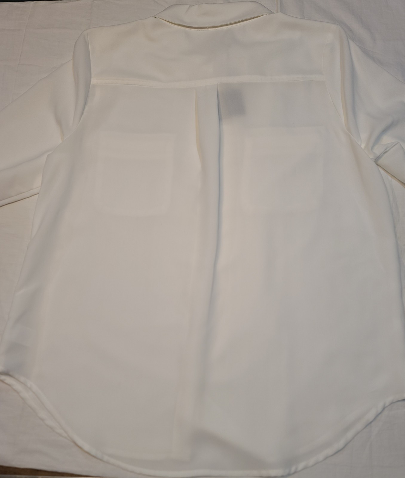 Madison Solid White Dress Shirt XL 32/33 Polyester Point Collar Barrel Cuff