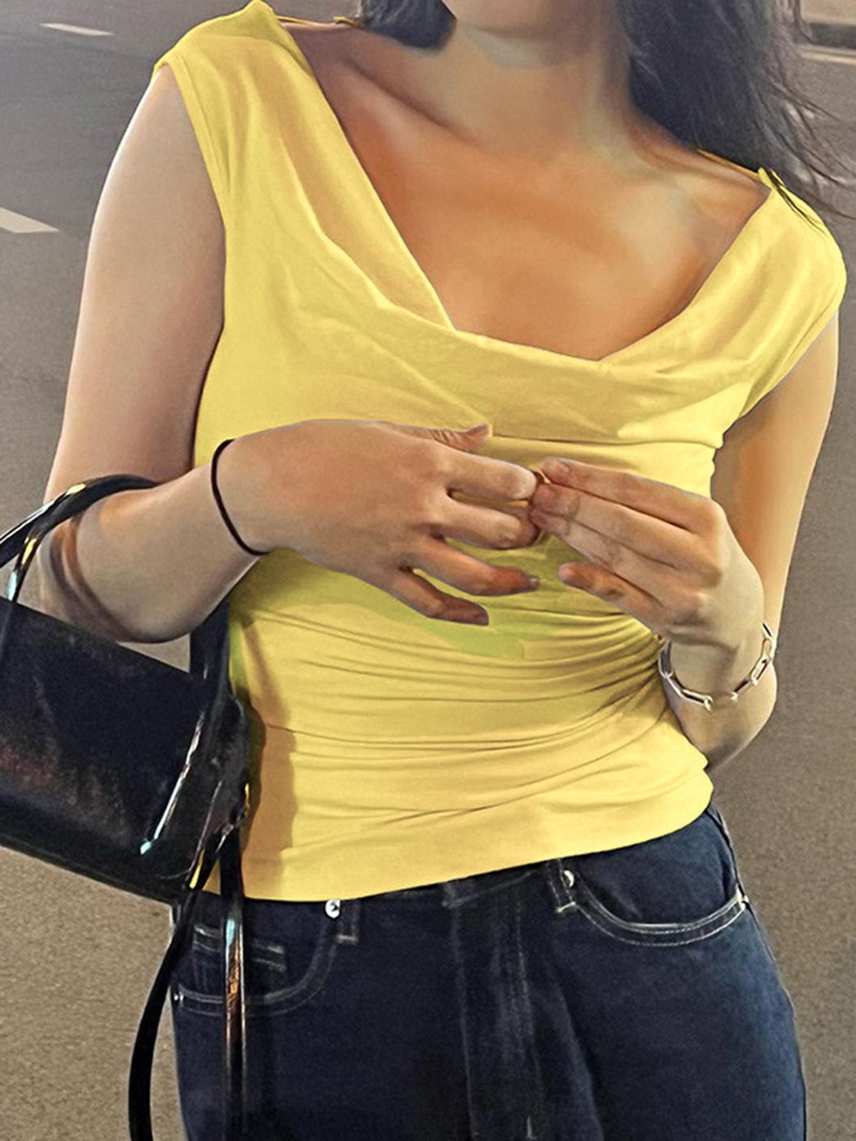 Women Sleeveless Soild Sexy Off Shoulder Slim Tee Summer Backless BowTie T-shirt