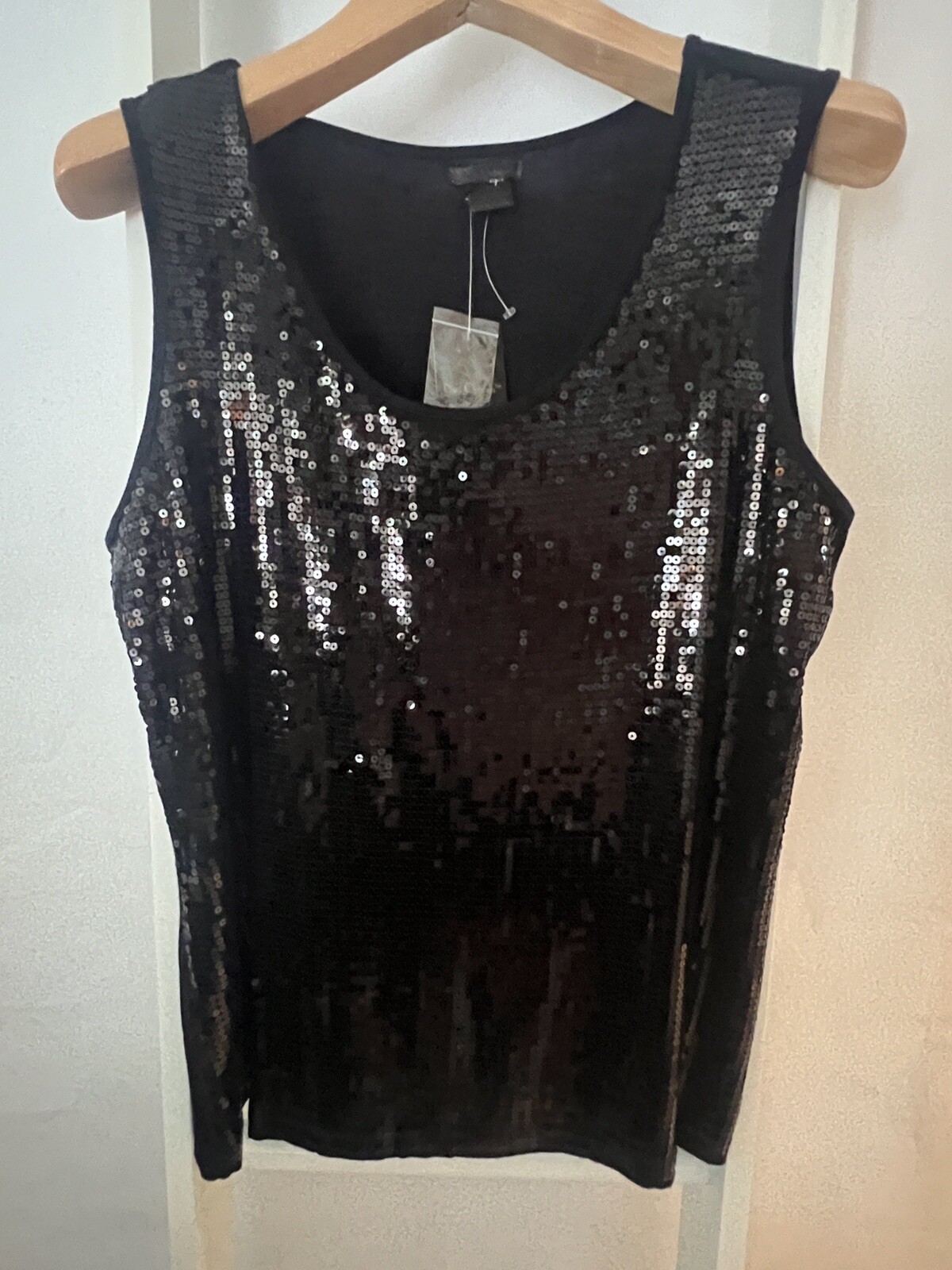 Dressy Tank Top Black Sequins Womens XL NEW Weddings Dates Nue Options SNCS2542B