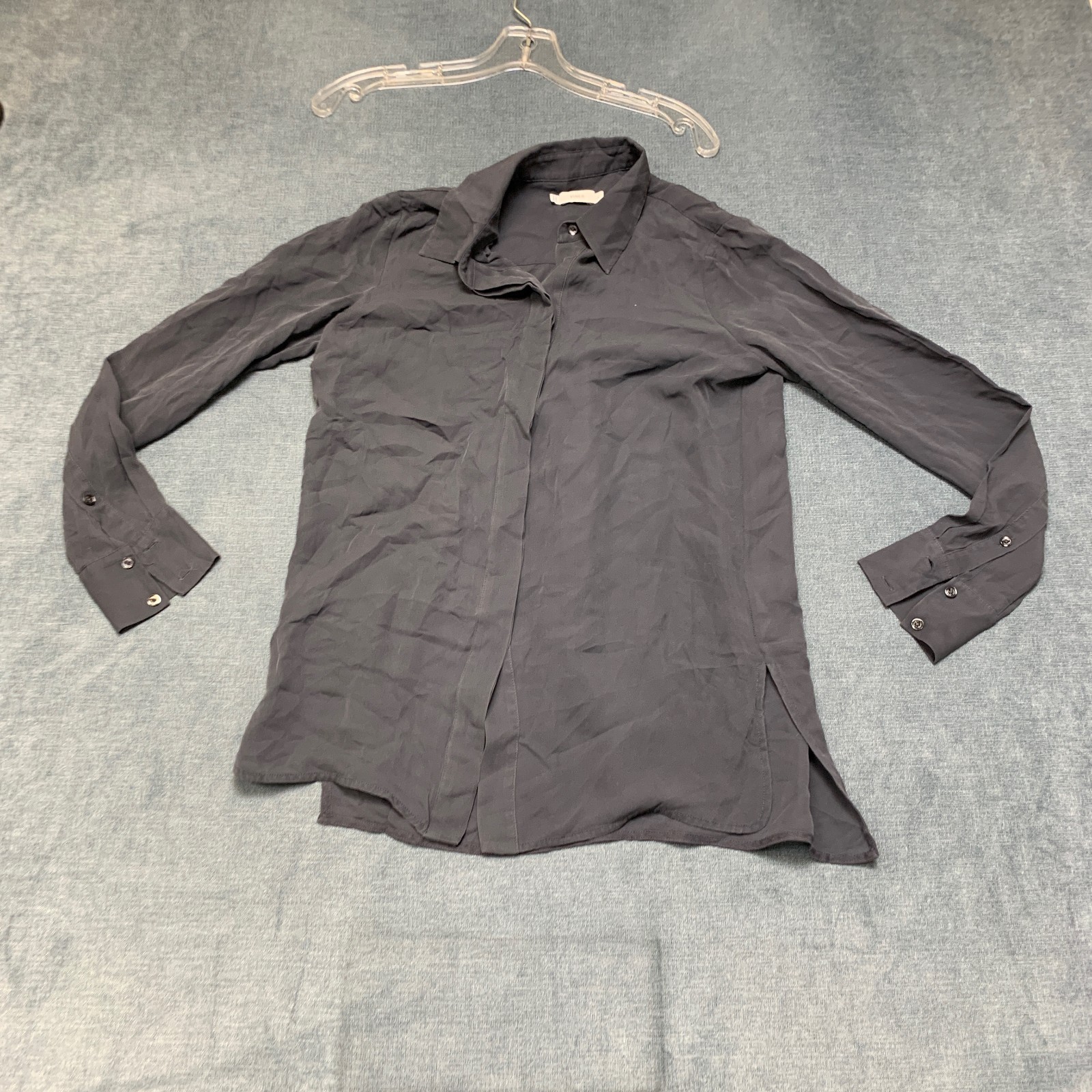 Vince Shirt Womens 4 Gray Casual Long Sleeve Collared Classic Button Front