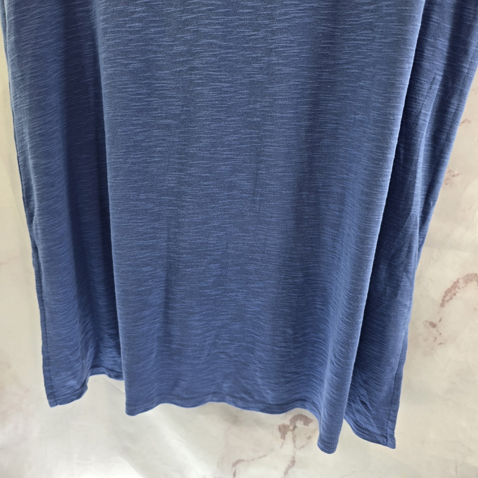 J Jill T Shirt Womens Medium Blue Pima Cotton Short Sleeve V Neck Tee Cuffed