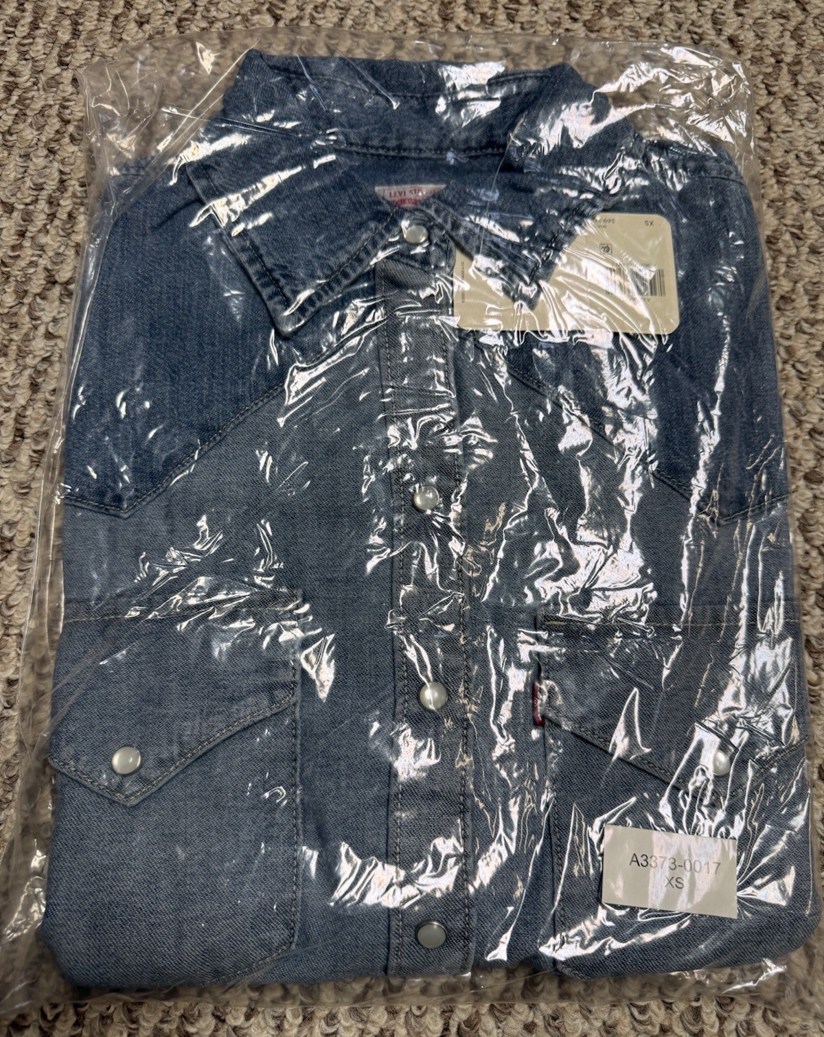 New Levi’s Western Shirt Pearl Snap Denim Womens XS