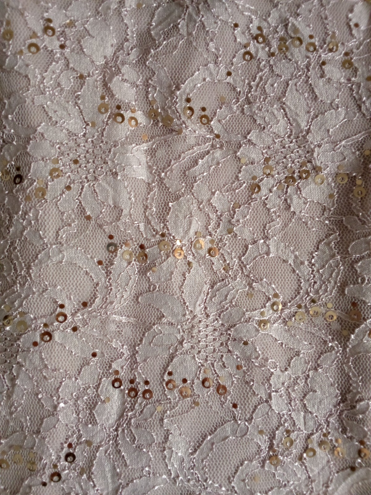 Top Beige Lace Blouse Gold Sequin Embroidered Elegant Women’s Boho Chic