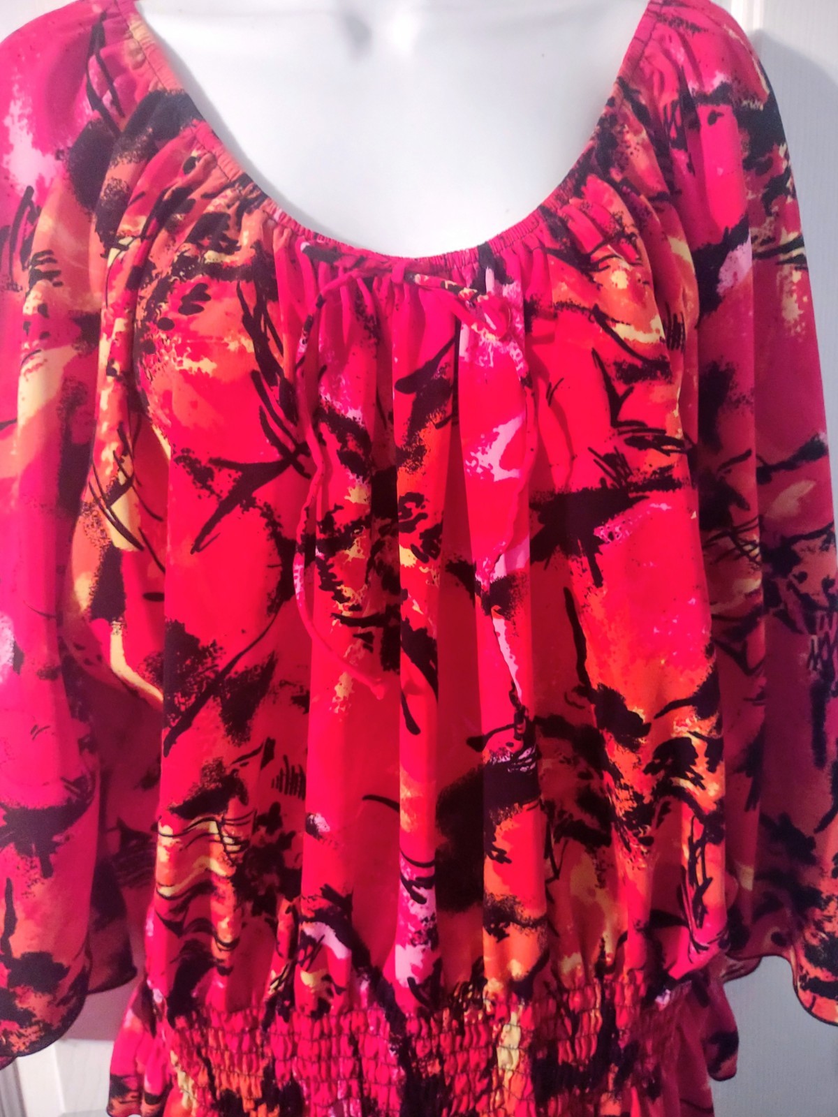 JENNIFER LAUREN Red Floral Butterfly Sleeve Blouse Women’s Size 2X