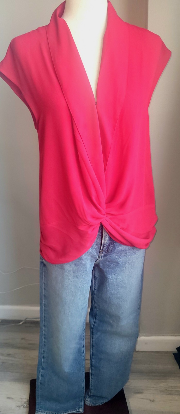 Bright Pink Trouvé Draped Twist Front Blouse – Size S