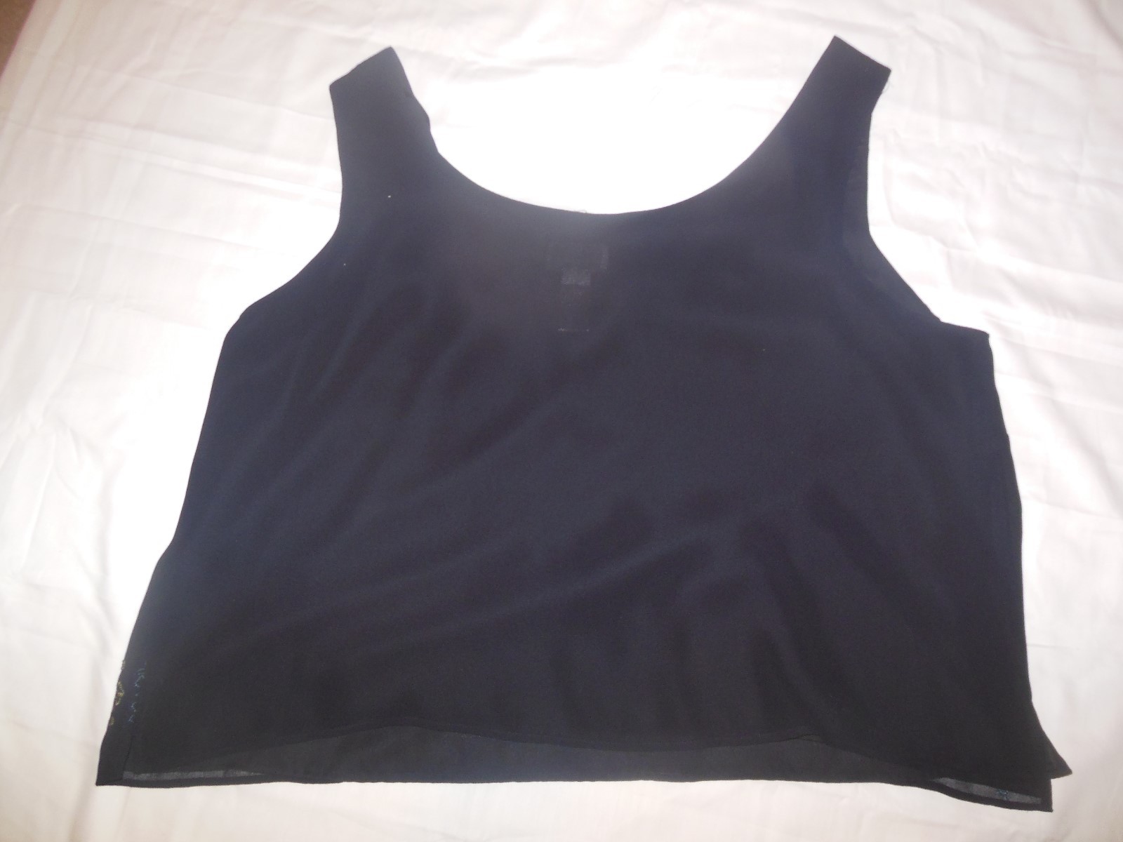 Studio I Women’s Plus Size Black Embroidered Lined Sleeveless Top 26W