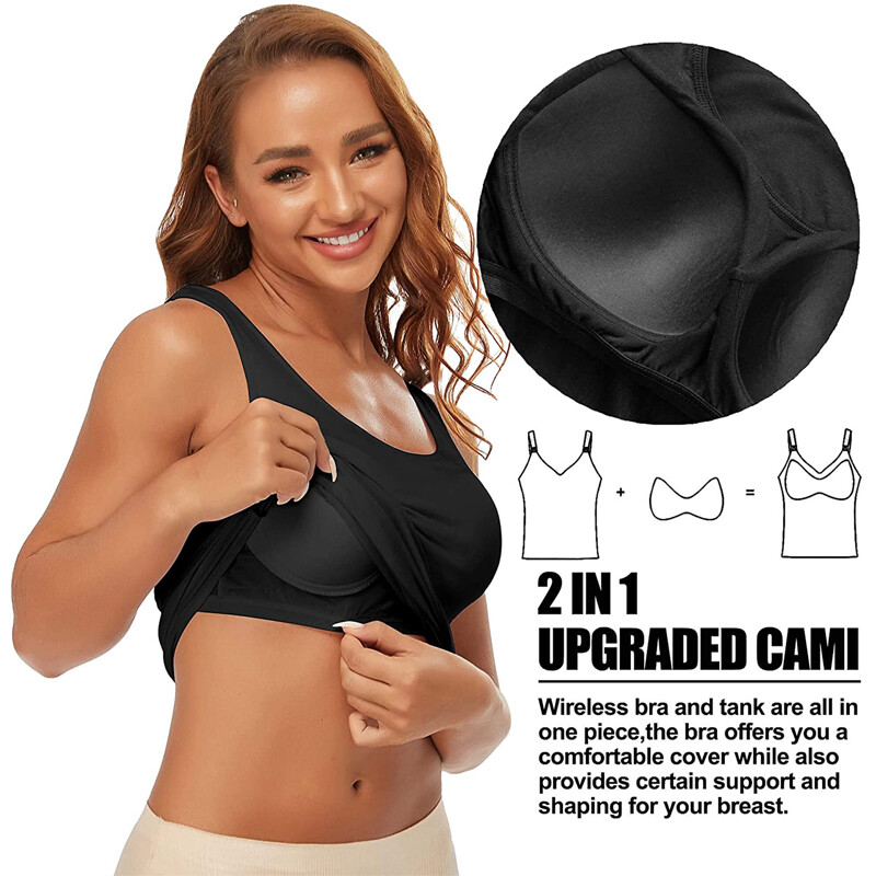 TANK TOP Womens Stretch Long Workout Fitness Sport Yoga Built in Bra Basic Top