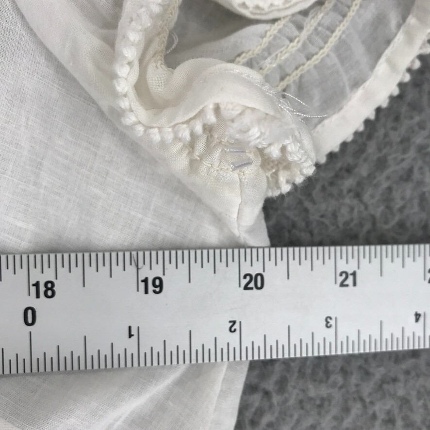 Elena Solano Blouse Women Size L Sheer Embellished Elastic Waist Ivory