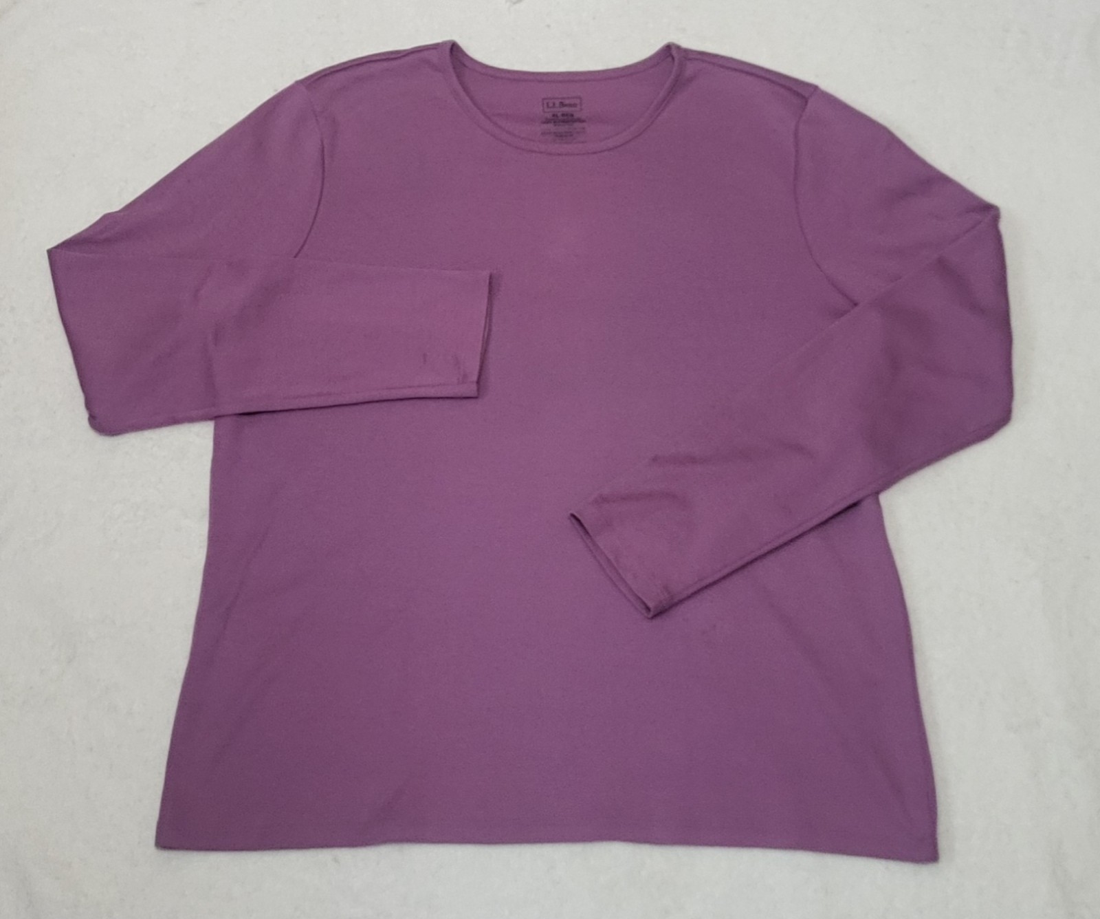 LL Bean Luxe 100% Supima Cotton Tee Top Long Sleeve XL Purple *Read Description
