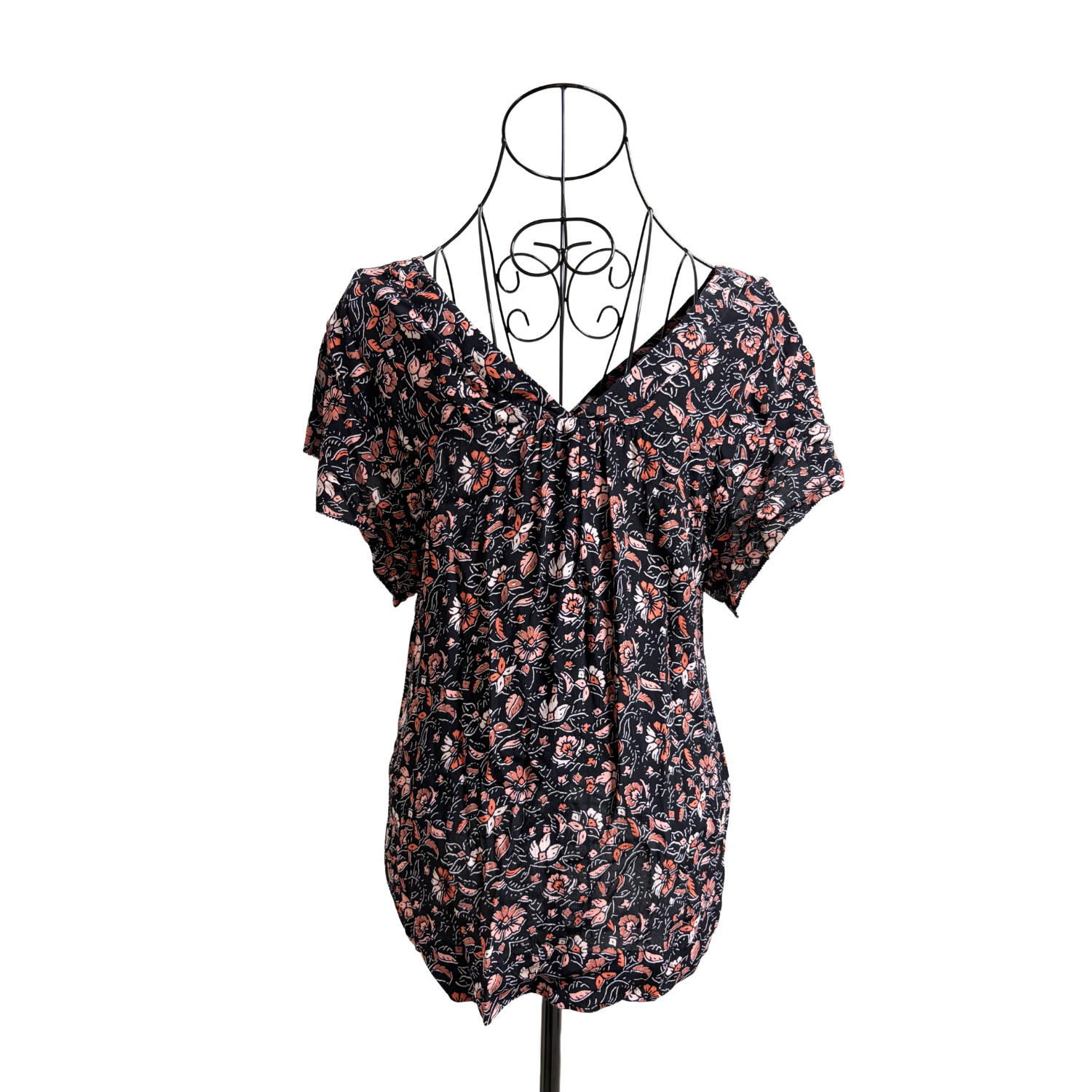 Floral Flare Ruffle T-Shirt Tee Women XS Sanctuary Boho Hippie Bohemian Pink