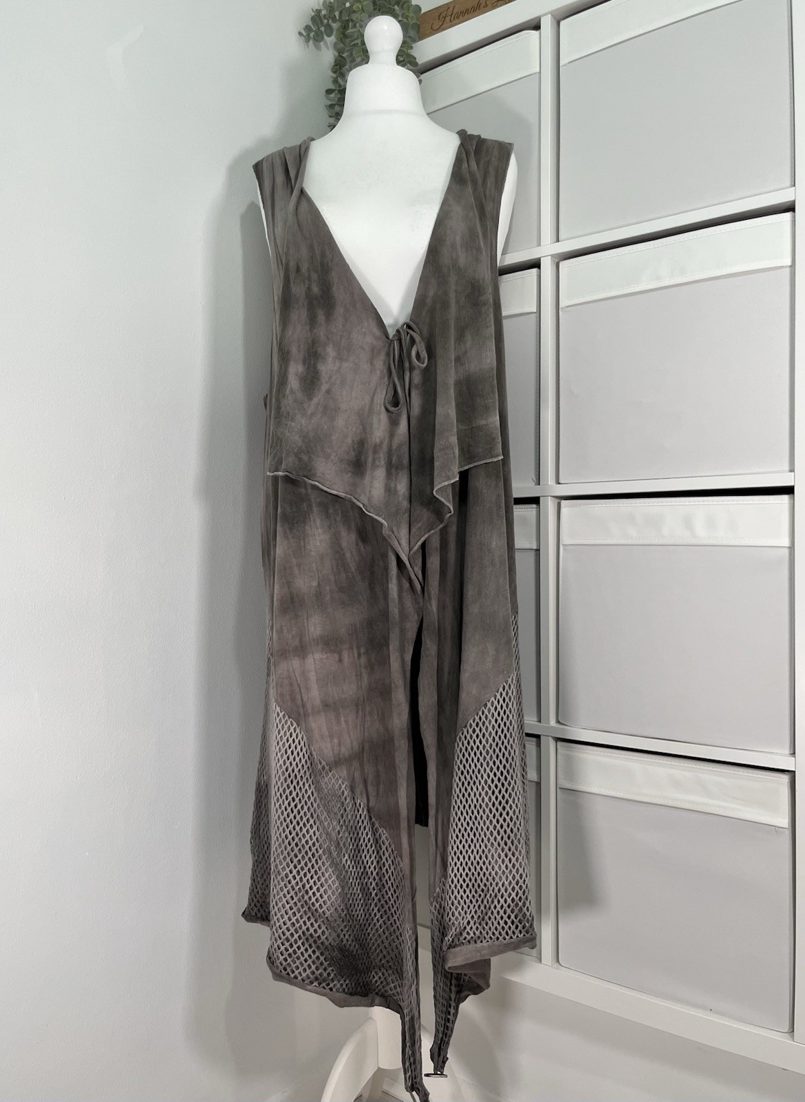 Ozai N Ku Fiscal Long Drape Layering Top Jacket Size 2 Asymmetric Arty Multiway