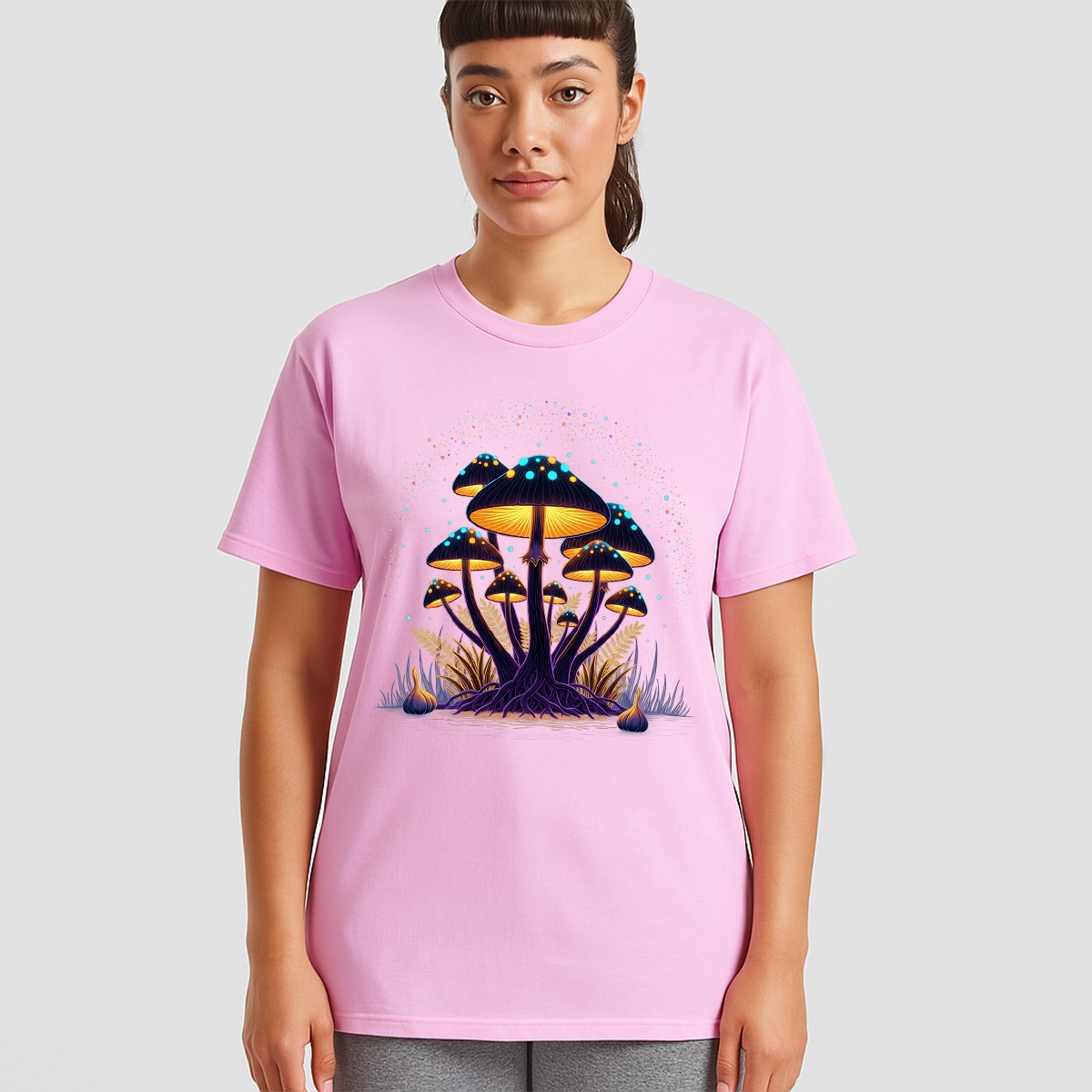 Glowing Mushroom Fantasy Psychedelic Fungi Nature Mens Womens TShirt Graphic Tee