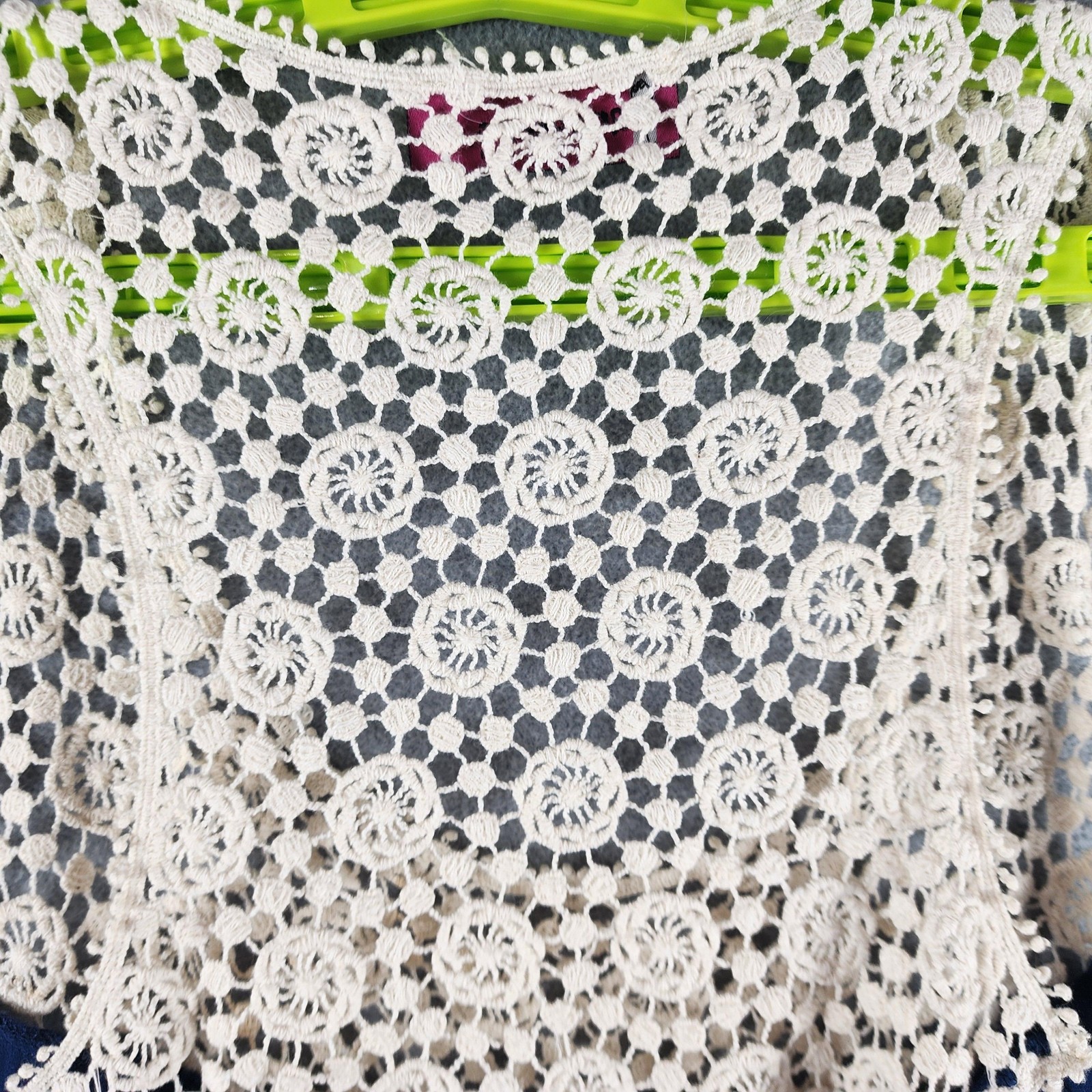 Annabelle Blouse Womens 3XL Blue Crochet Lace Scoop Neck Sleeveless Tunic Top