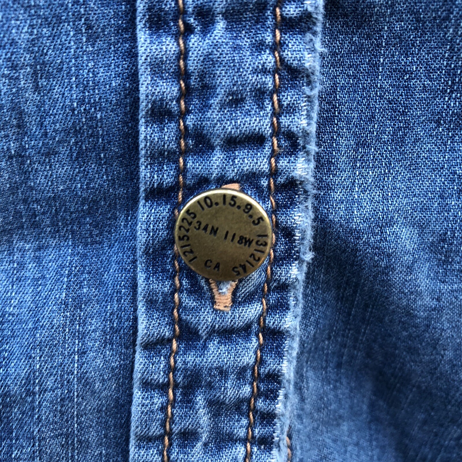 current elliott womans size 0 chambray denim button front shirt 802