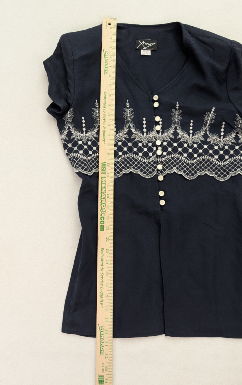 XTRMZ Vintage 90s Women’s Tunic Top Size 9/10 Navy Blue