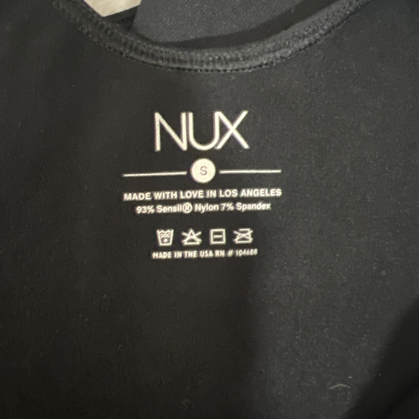 Nux Women’s Black Thong Bodysuit Small Seamless Stretch One-Piece Activewear