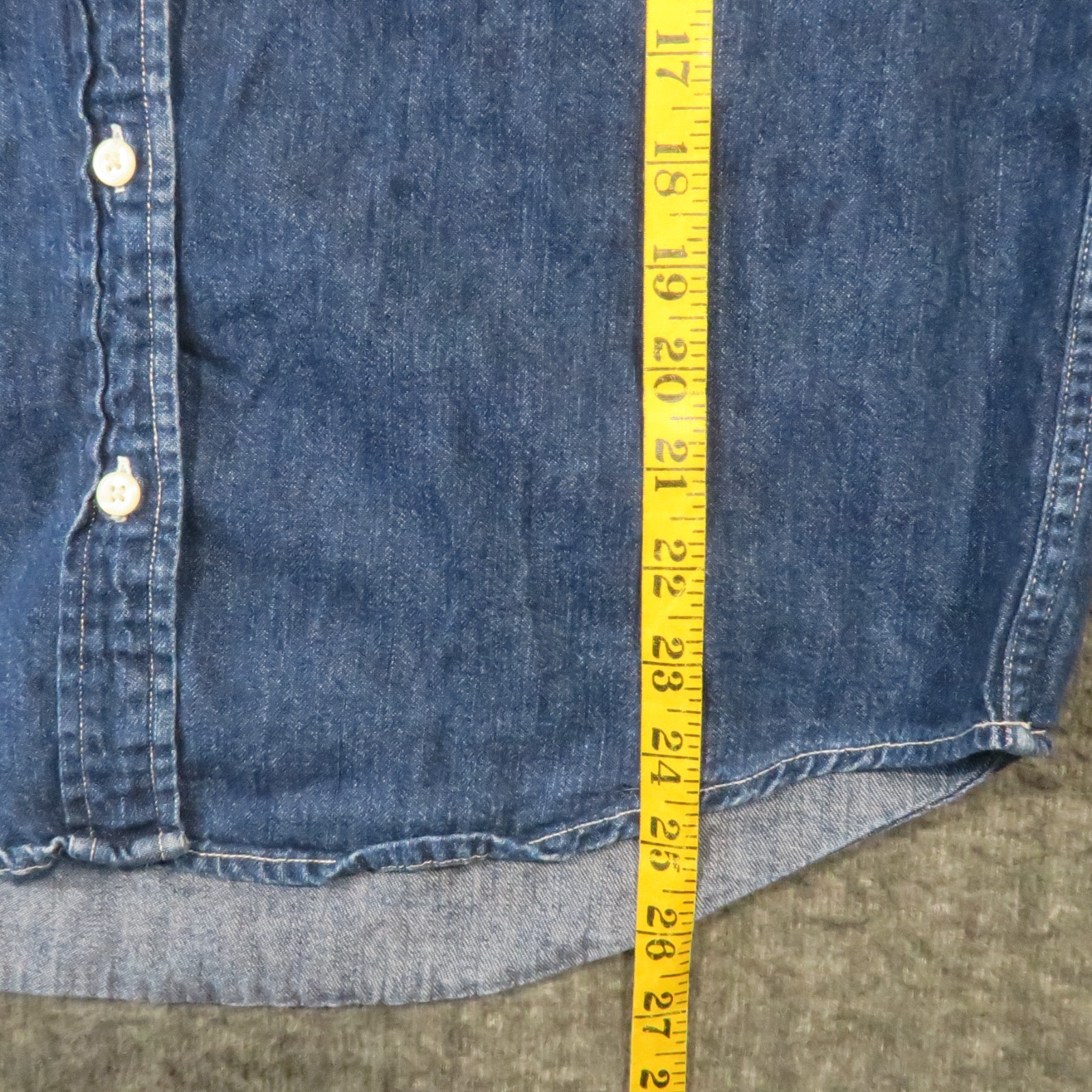 Tommy Hilfiger Denim Shirt Womens 8 Blue Star Crest Embroidered Vintage 90s Y2K