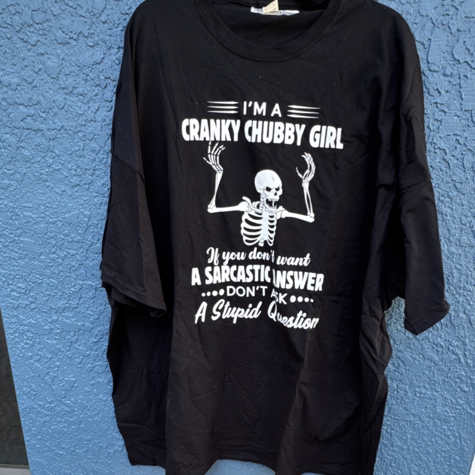Fruit of the Loom Black Skeleton Cotton Plus Size 6XL Women’s T-Shirt