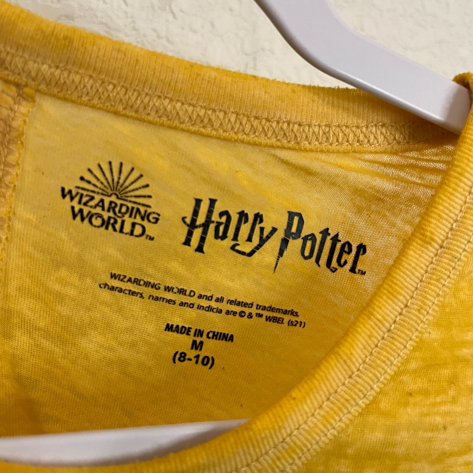 Wizarding World of Harry Potter Hogwarts Yellow Burnout Graphic Tee Women Size M