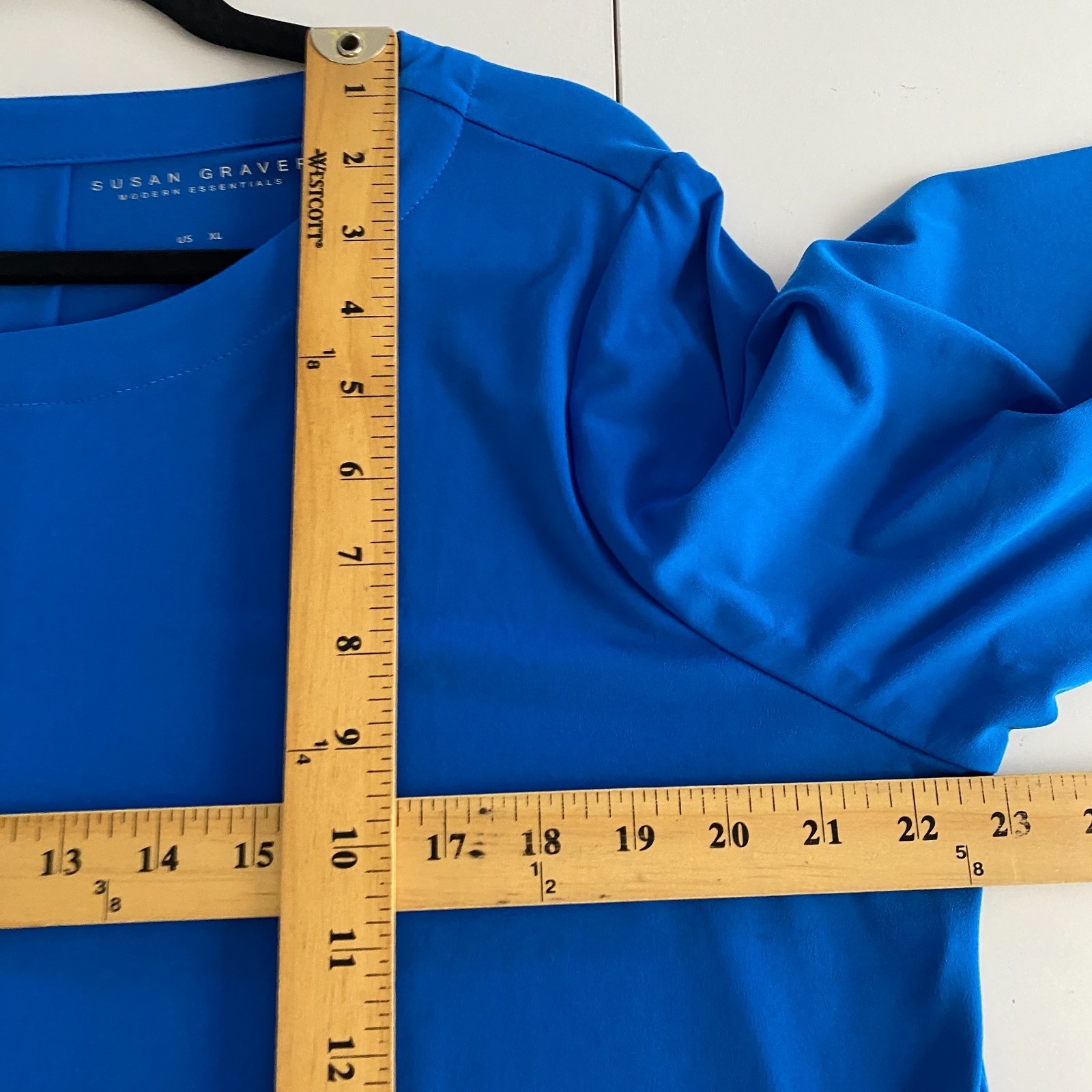Susan Graver Modern Essentials Regular Liquid Knit Tunic Size XL Blue 3/4 Sleeve