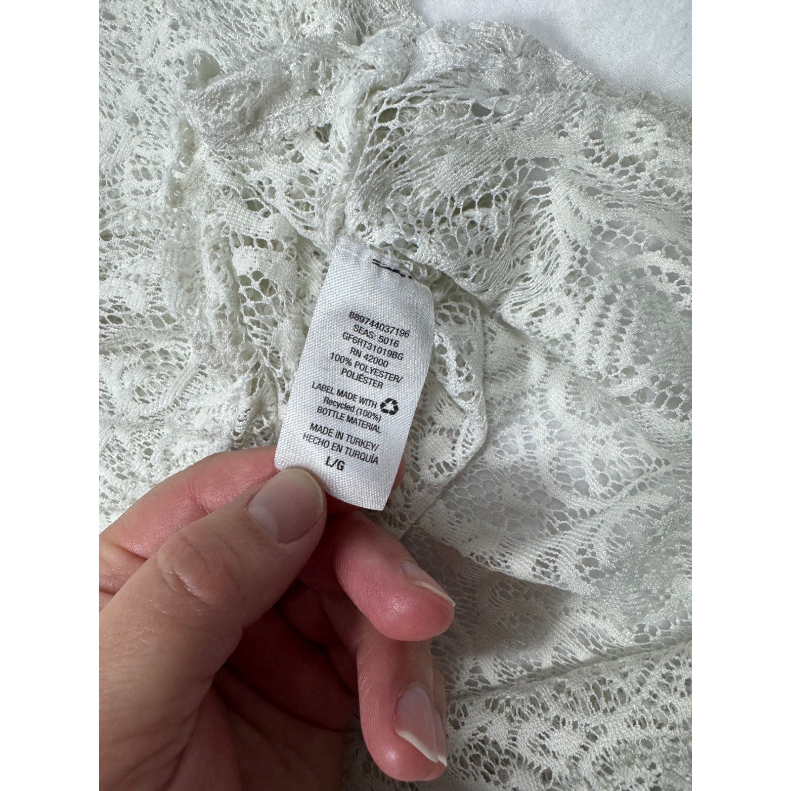 Boho Coquette Route 66 Sheer Floral Lace Blouse Womens L Ivory GF6RT31019BG