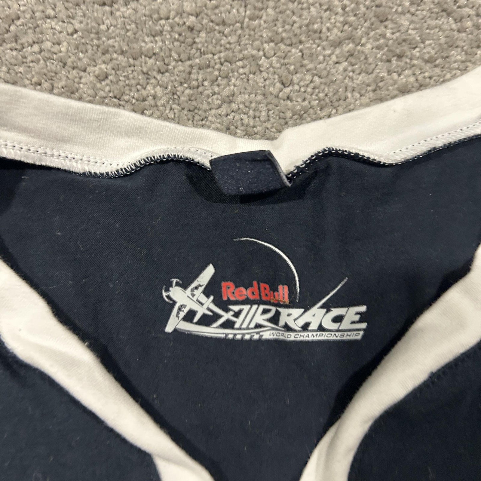 Red Bull Air Race World Championship T-Shirt Womens XL Navy Ringer V-Neck Casual