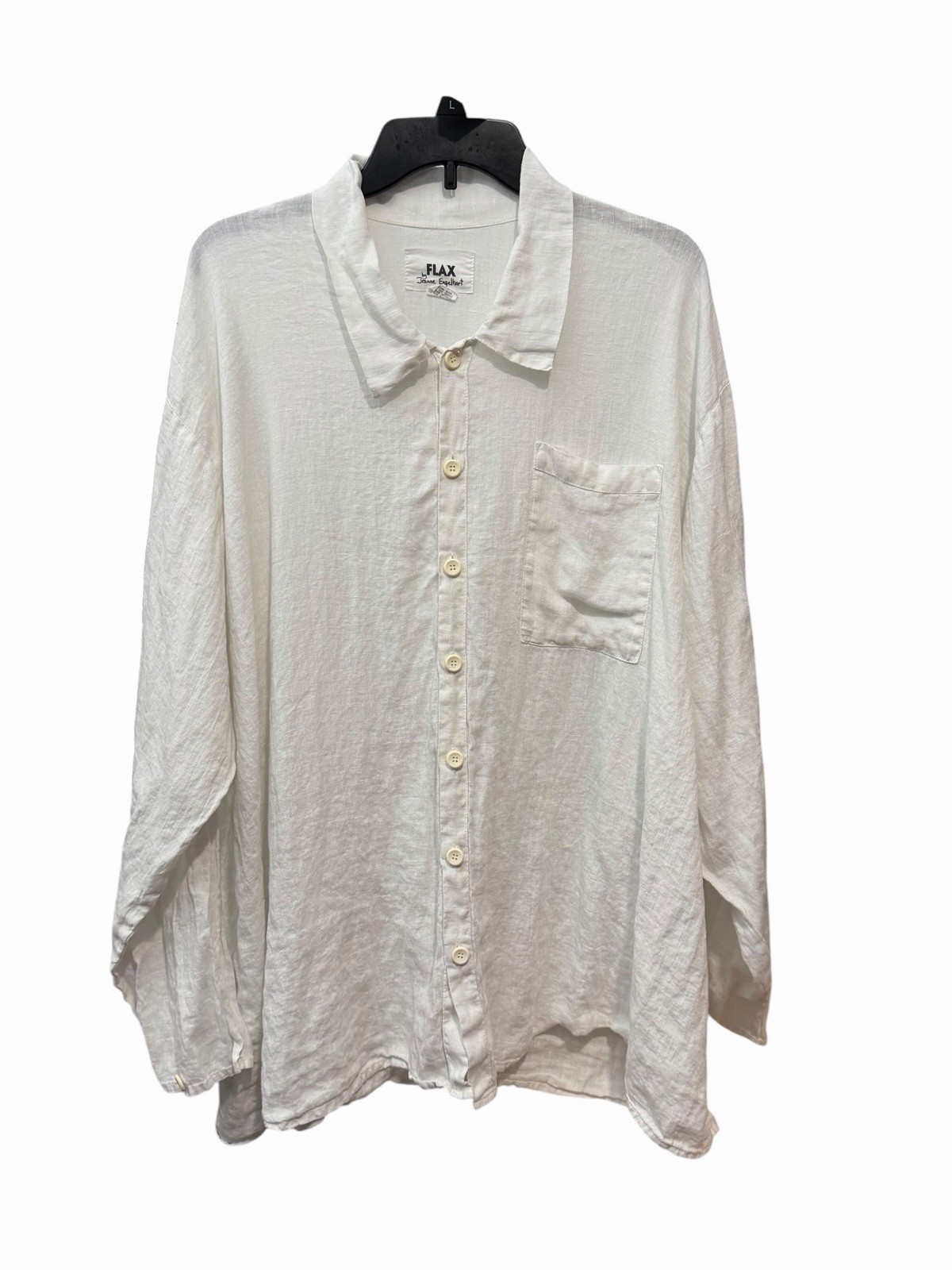 FLAX Jeanne Engelhart 100% Linen Shirt 3XL Long Sleeve Button Front White #K8-5