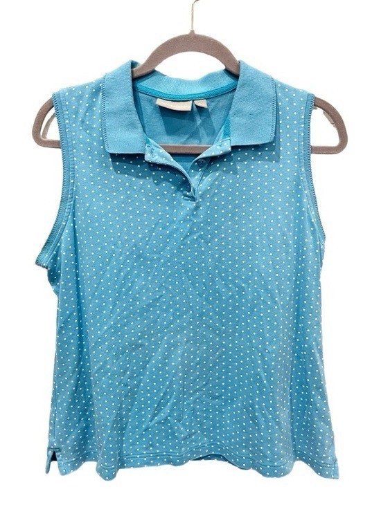 Vintage Sporty Prep 90s Polka Dot Polo Size Large Tenniscore Varsity Preppy