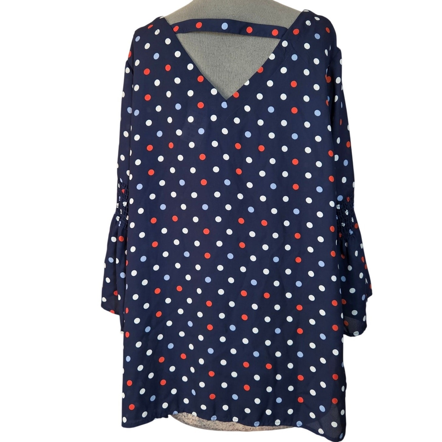 Poka Dot Bell Sleeve Blouse Size 1X