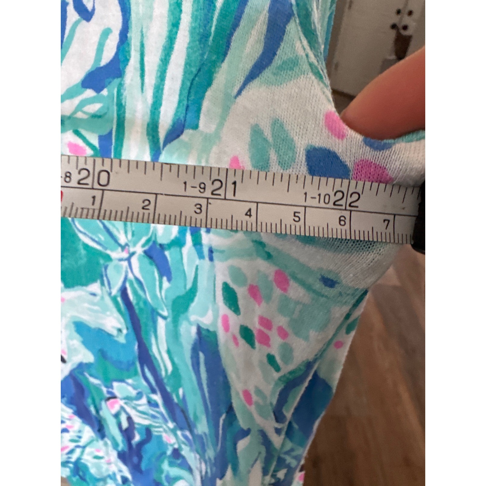 Lilly Pulitzer LILIAS Aquatic Garden Tunic Top Small Elastic Sleeve Blue