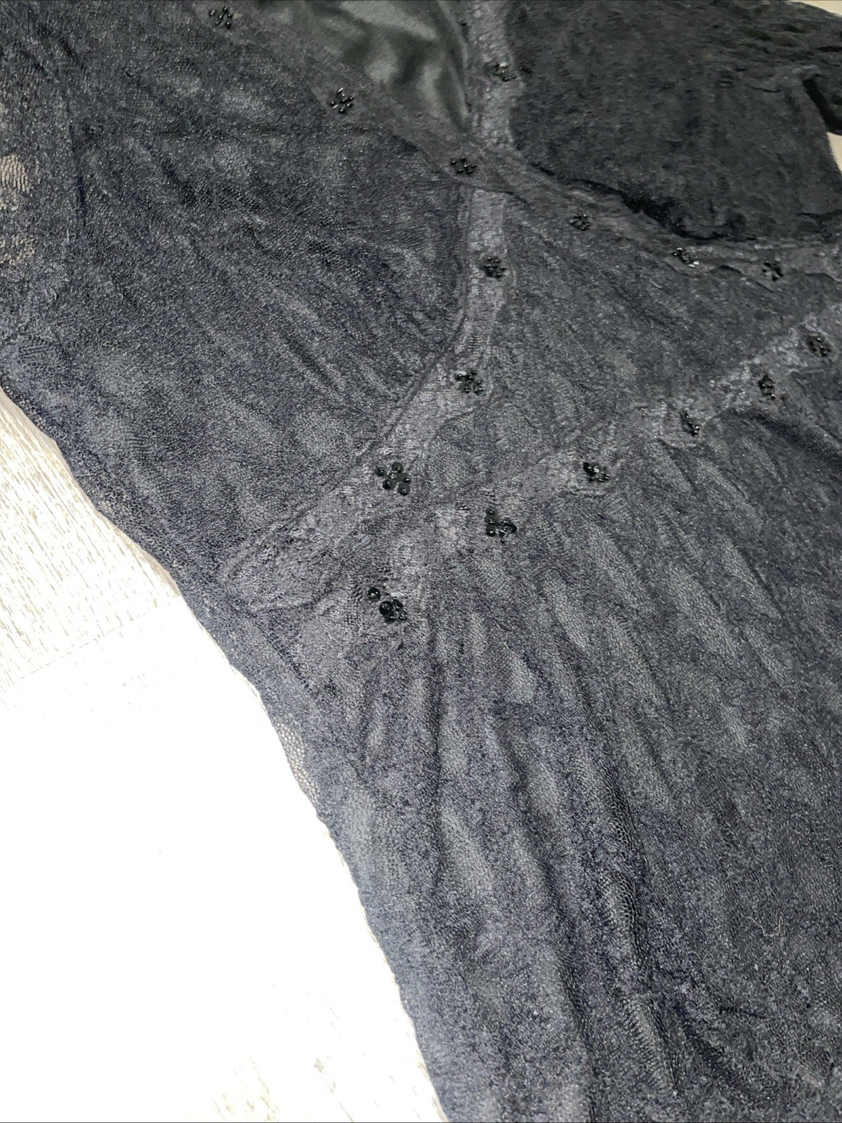 Vintage Fashion Bug Black Lace Top Plus 18/20 Y2K Whimsgoth Sheer Stretch Blouse