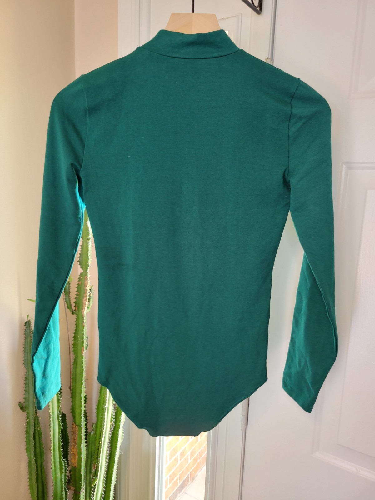 NWT J. Crew Green Mock Neck Thick Stretchy Bodysuit, Size Womens XS NEW