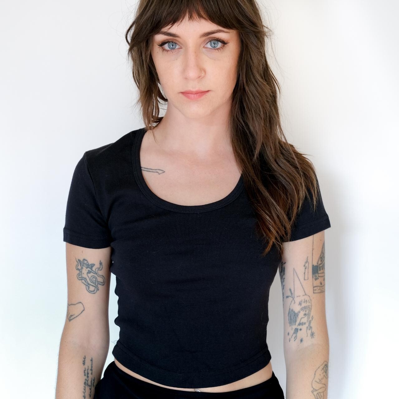 American Apparel Women’s Crop Top Solid Black Cotton with Elastane Cropped Med