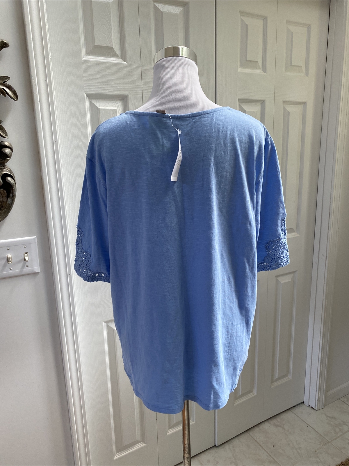 NWT Chico’s Fairway Blue Lace Trim Short Sleeve Tee Chico’s 3 XL $46.95