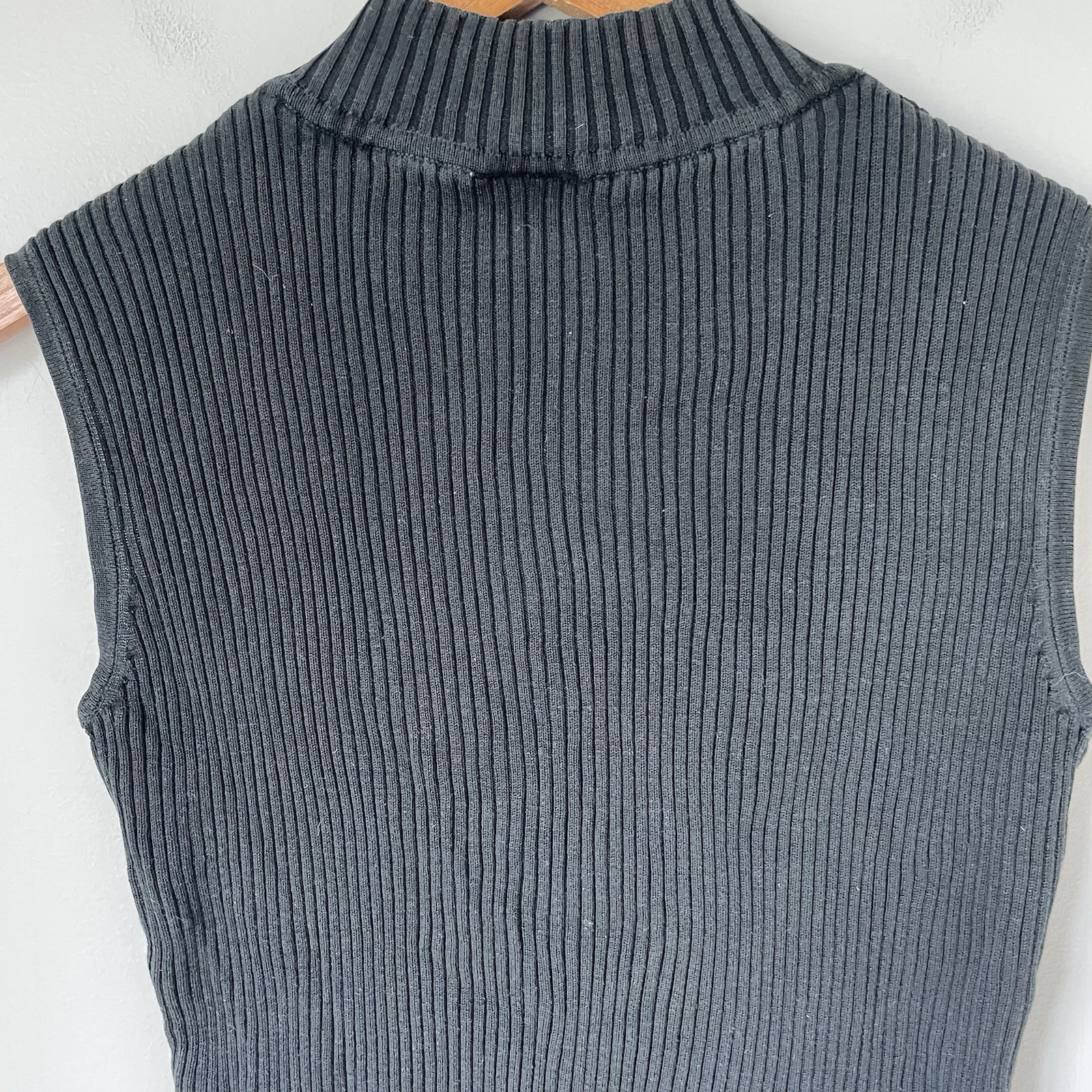 Clio II Vintage Silk Blend Knit Ribbed Tank Top Shirt Black Women’s Size 2X
