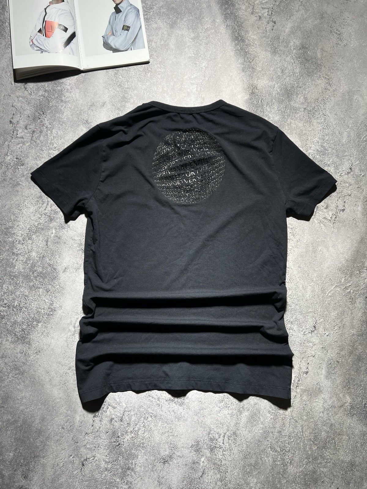 Versace Sport Shirt Womens Medium Black Logo Spell Out Tee Y2K DS