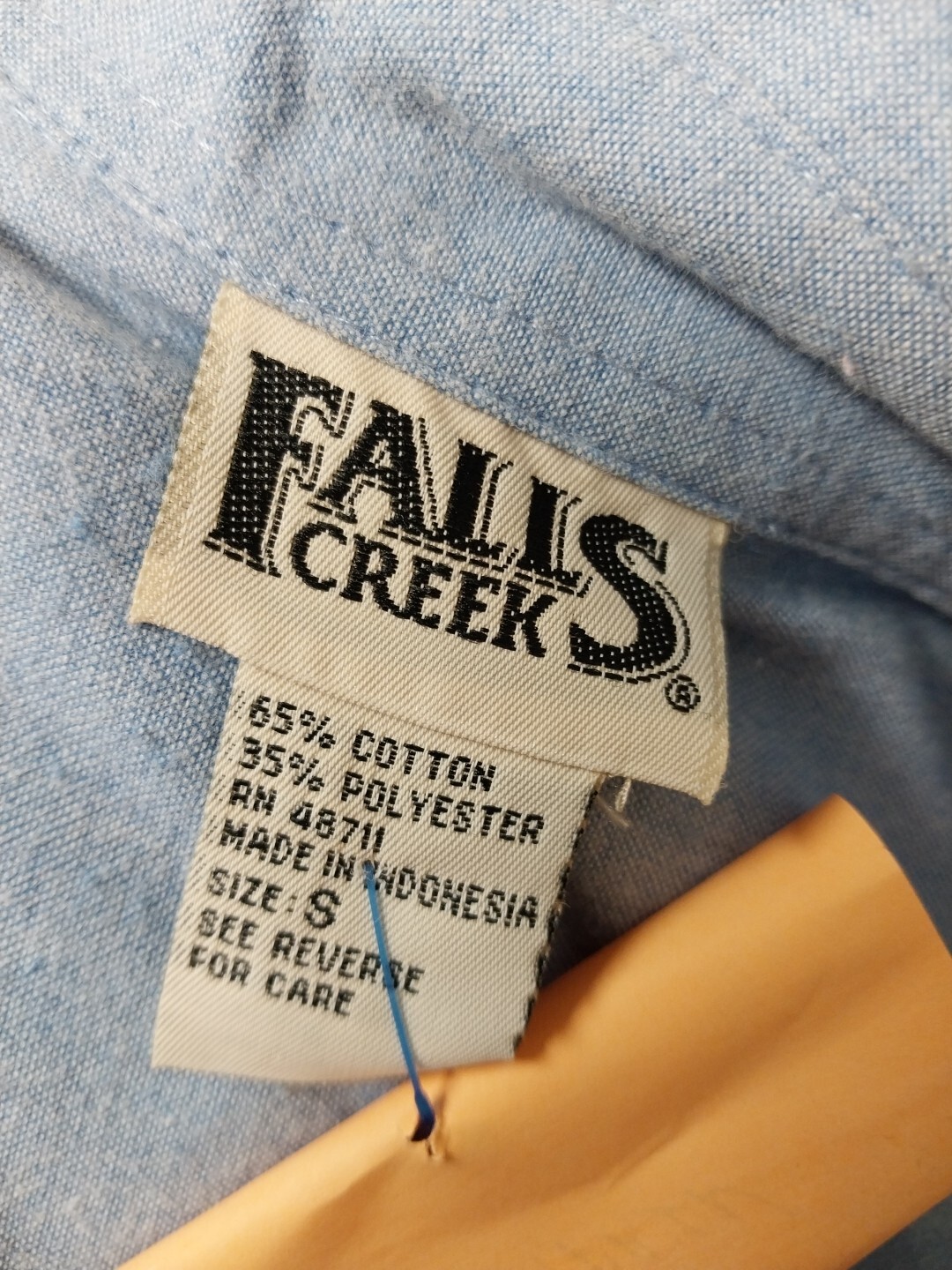 Falls Creek Halloween Shirt Small Chambray Pumpkin Applique Autumn Harvest