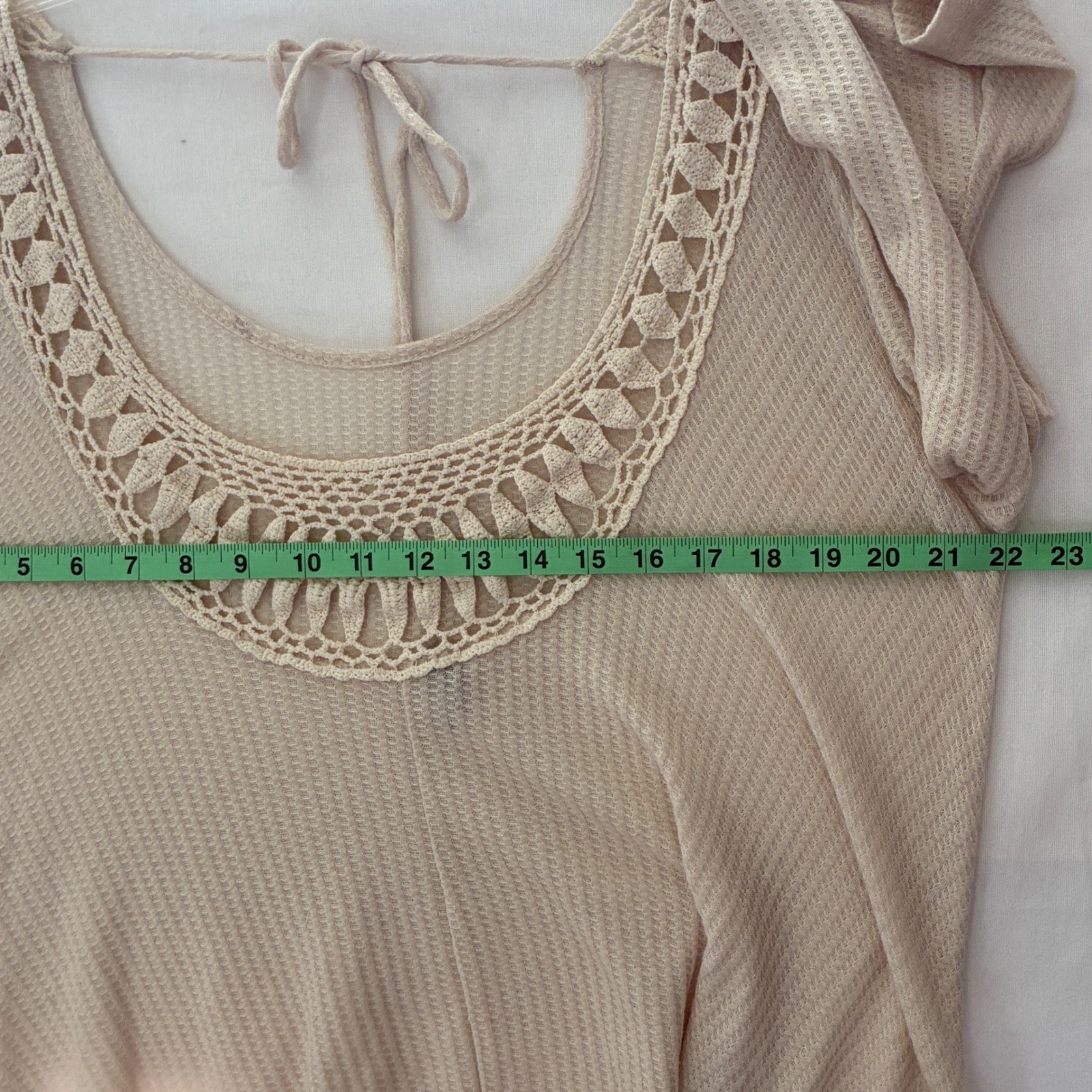 Earthbound Trading Co Waffle Knit Crochet Tunic Womens XL Cream Boho