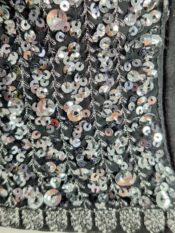Size UK 6 Black Silver Sequin Bustier Corset Top Party Going Out Glitzy Glam
