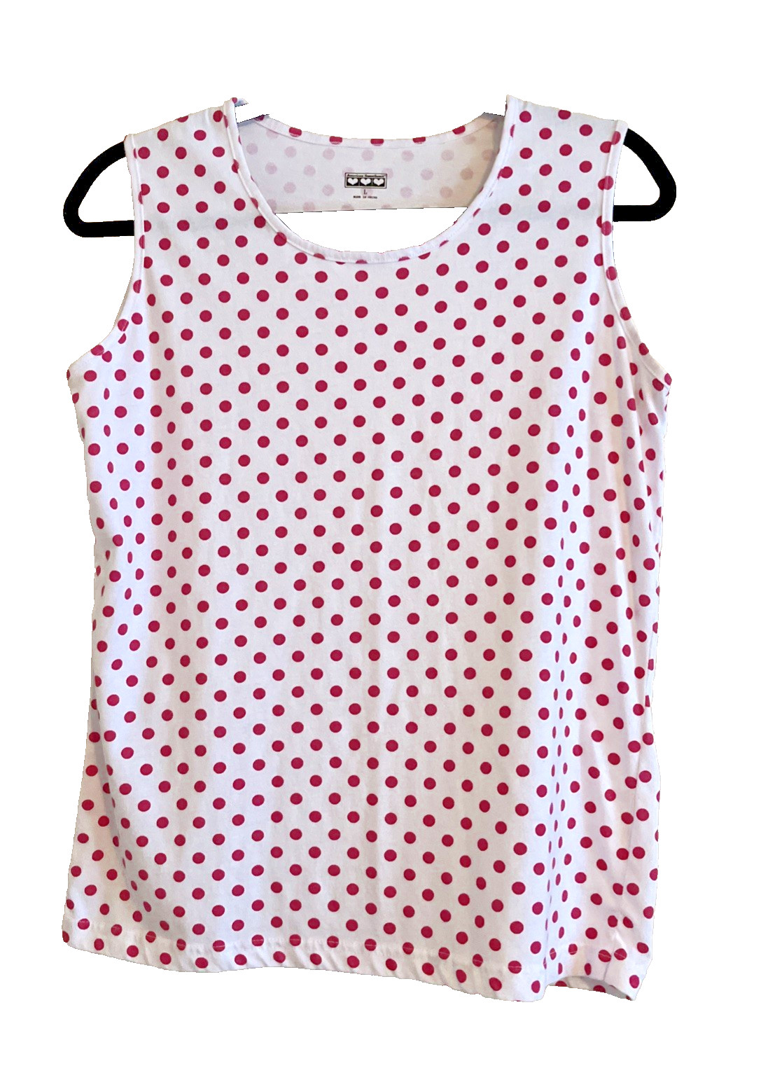 American Sweetheart Shirt Women’s L White Pink Polka Dots Colorful Spring Top