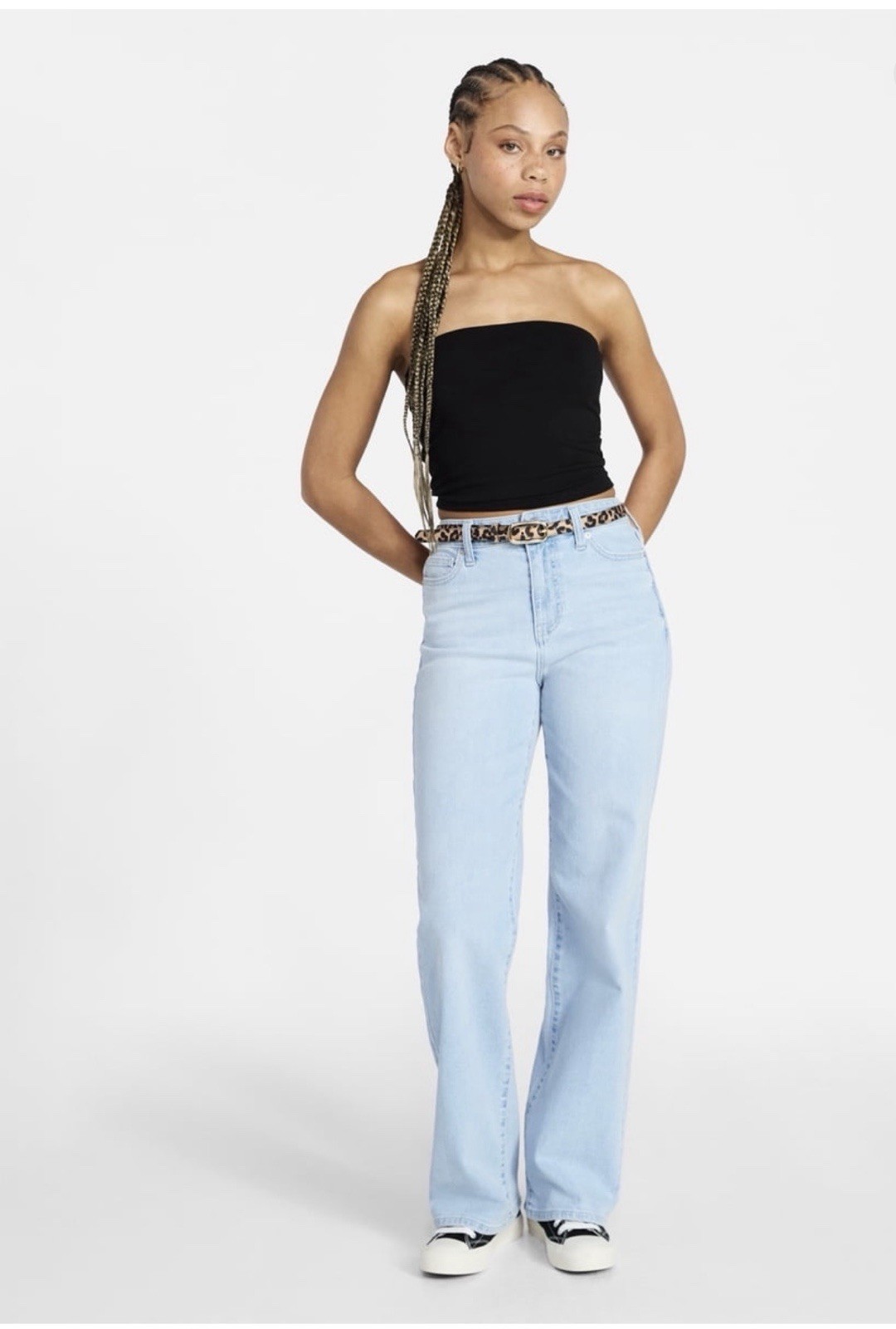No Boundaries Black Cropped Cotton Tube Top Size L (US) 16-18 (UK)