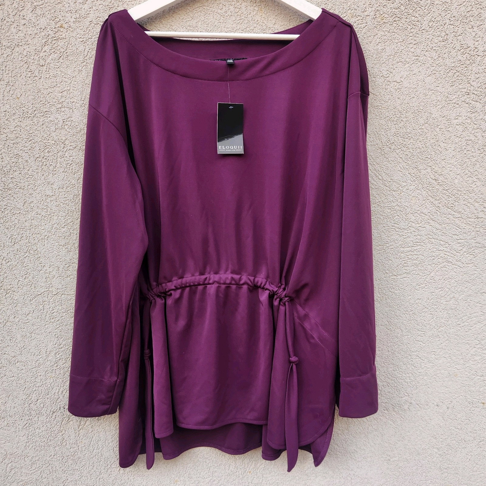 ELOQUII Women’s Top Plus Size 22 Purple Adjustable Waist Stretch Blouse NWT